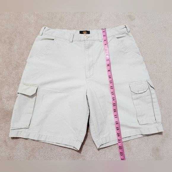 Route 66 Cargo Shorts Tan 100% Cotton Men's Size 34 Lots Of Pockets - Picture 5 of 8